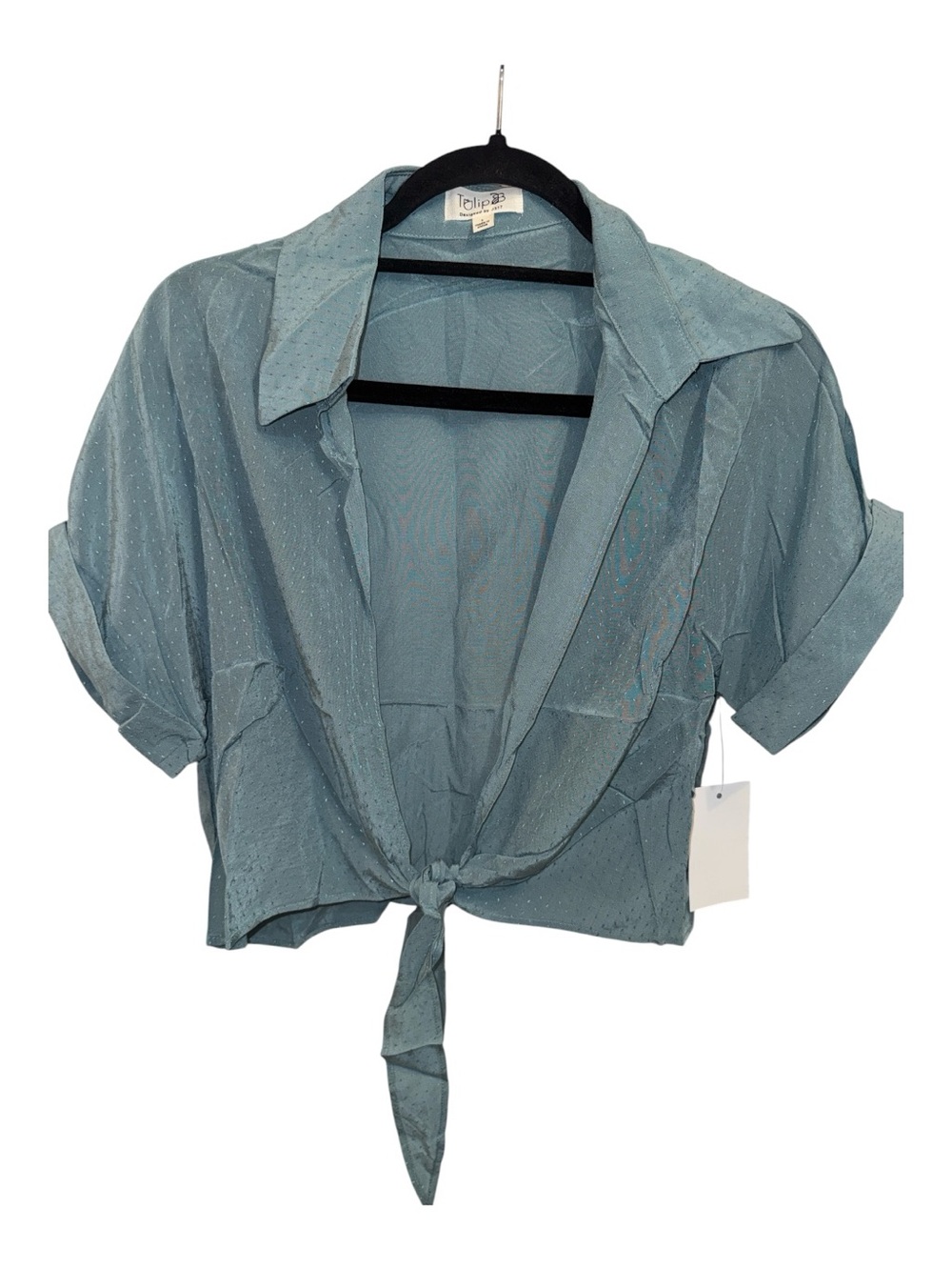 Tulip B Te Blue Tie-Front Short Sleeve Blouse